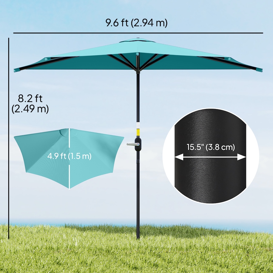 Image 980736_ALTMORE19.jpg, Product 980-736 / Price $59.99, Outsunny 9.8ft Half Umbrella Patio Parasol Sun Shade, Crank Handle from Outsunny on TSC.ca's Home & Garden department
