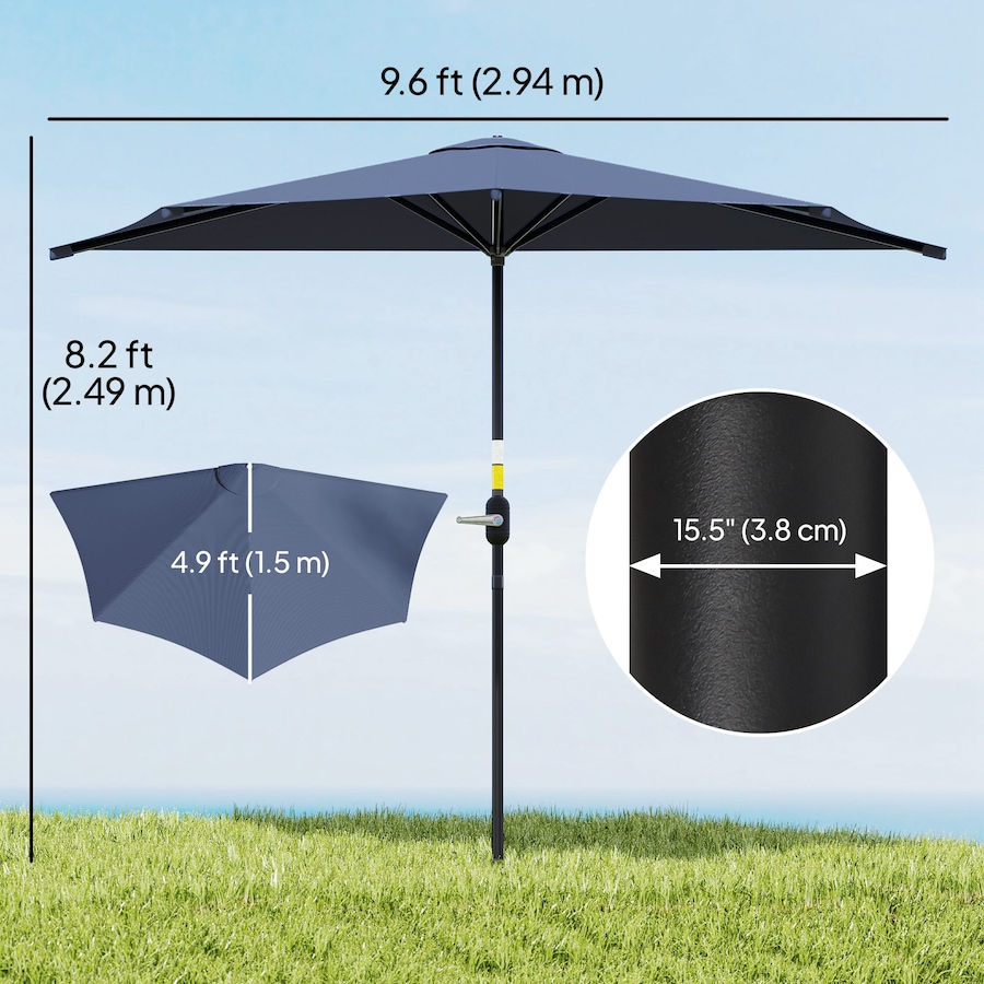 Image 980736_ALTMORE2.jpg, Product 980-736 / Price $59.99, Outsunny 9.8ft Half Umbrella Patio Parasol Sun Shade, Crank Handle from Outsunny on TSC.ca's Home & Garden department