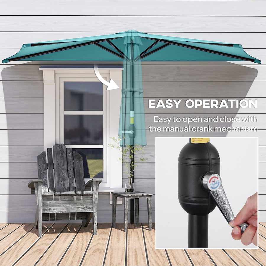 Image 980736_ALTMORE20.jpg, Product 980-736 / Price $59.99, Outsunny 9.8ft Half Umbrella Patio Parasol Sun Shade, Crank Handle from Outsunny on TSC.ca's Home & Garden department