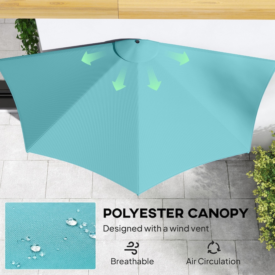 Image 980736_ALTMORE21.jpg, Product 980-736 / Price $59.99, Outsunny 9.8ft Half Umbrella Patio Parasol Sun Shade, Crank Handle from Outsunny on TSC.ca's Home & Garden department