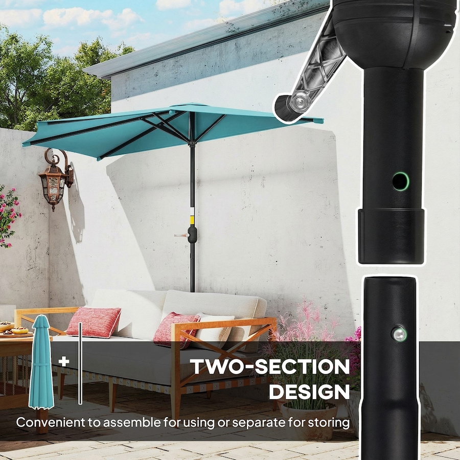 Image 980736_ALTMORE22.jpg, Product 980-736 / Price $59.99, Outsunny 9.8ft Half Umbrella Patio Parasol Sun Shade, Crank Handle from Outsunny on TSC.ca's Home & Garden department
