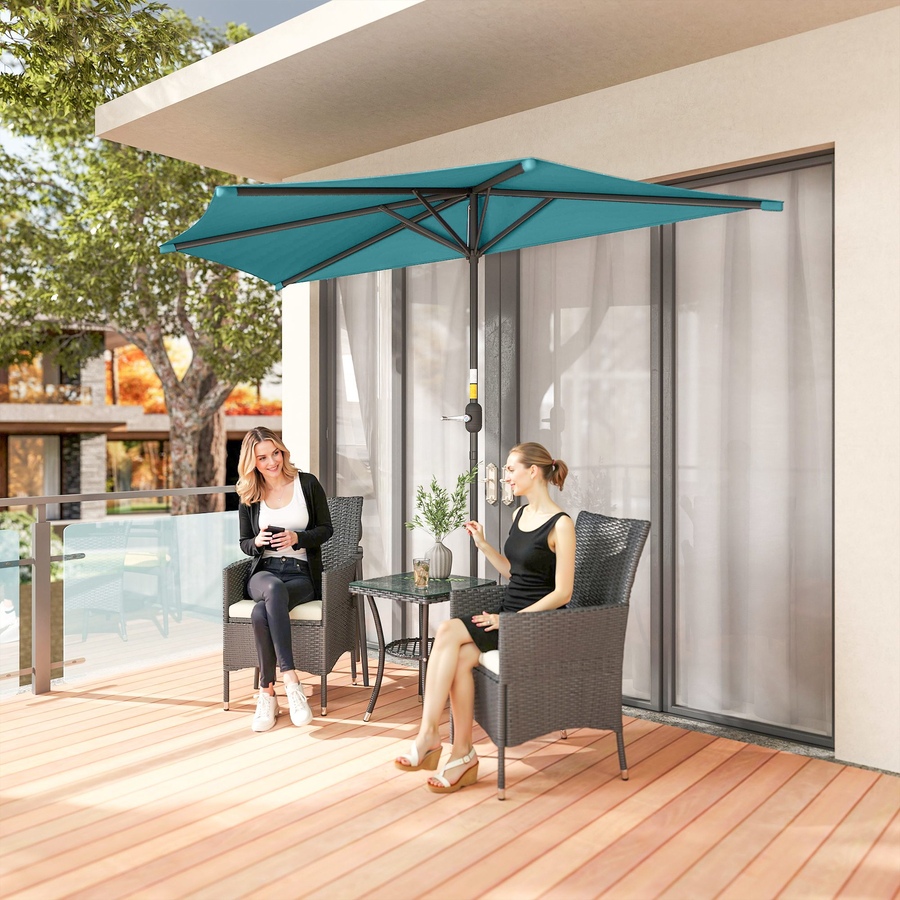 Image 980736_ALTMORE24.jpg, Product 980-736 / Price $59.99, Outsunny 9.8ft Half Umbrella Patio Parasol Sun Shade, Crank Handle from Outsunny on TSC.ca's Home & Garden department