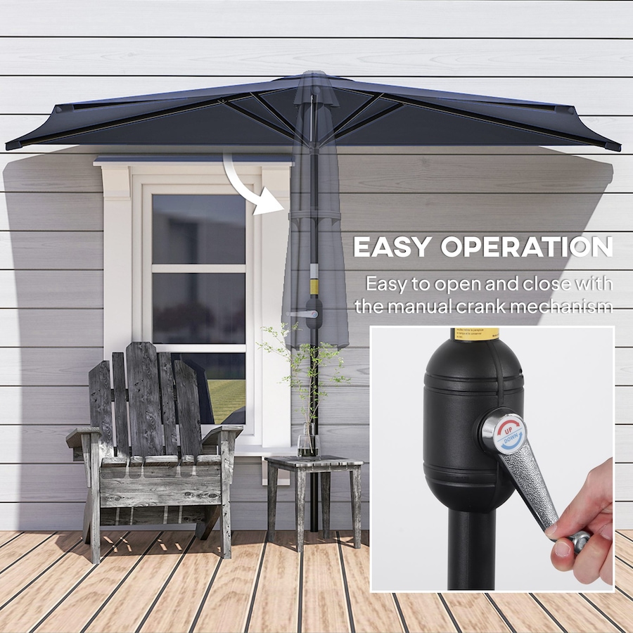 Image 980736_ALTMORE3.jpg, Product 980-736 / Price $59.99, Outsunny 9.8ft Half Umbrella Patio Parasol Sun Shade, Crank Handle from Outsunny on TSC.ca's Home & Garden department