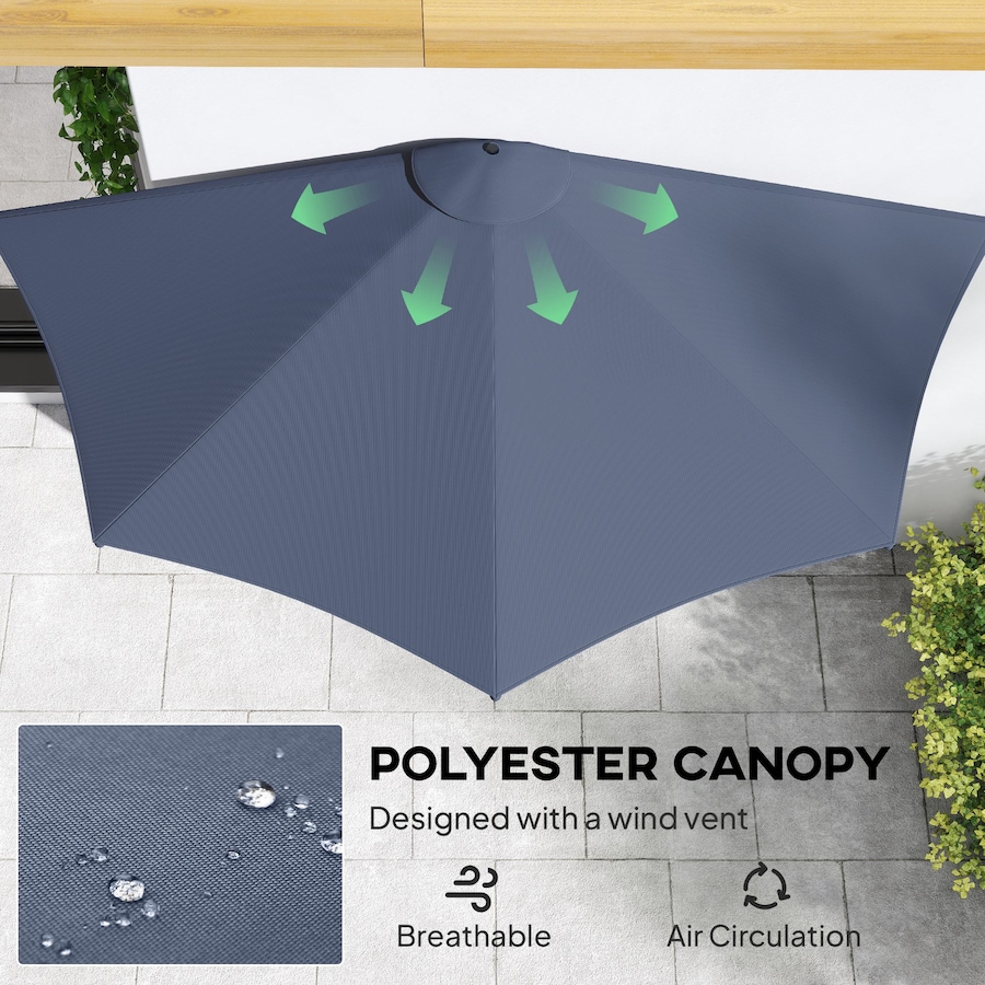 Image 980736_ALTMORE4.jpg, Product 980-736 / Price $59.99, Outsunny 9.8ft Half Umbrella Patio Parasol Sun Shade, Crank Handle from Outsunny on TSC.ca's Home & Garden department