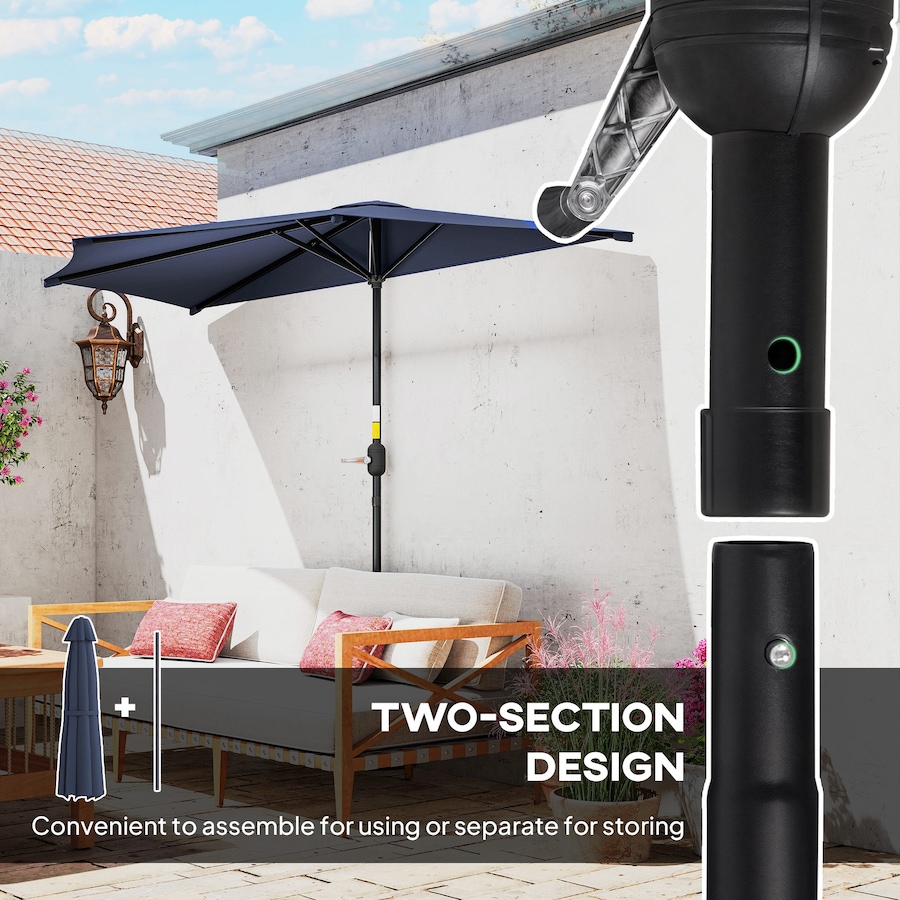 Image 980736_ALTMORE5.jpg, Product 980-736 / Price $59.99, Outsunny 9.8ft Half Umbrella Patio Parasol Sun Shade, Crank Handle from Outsunny on TSC.ca's Home & Garden department