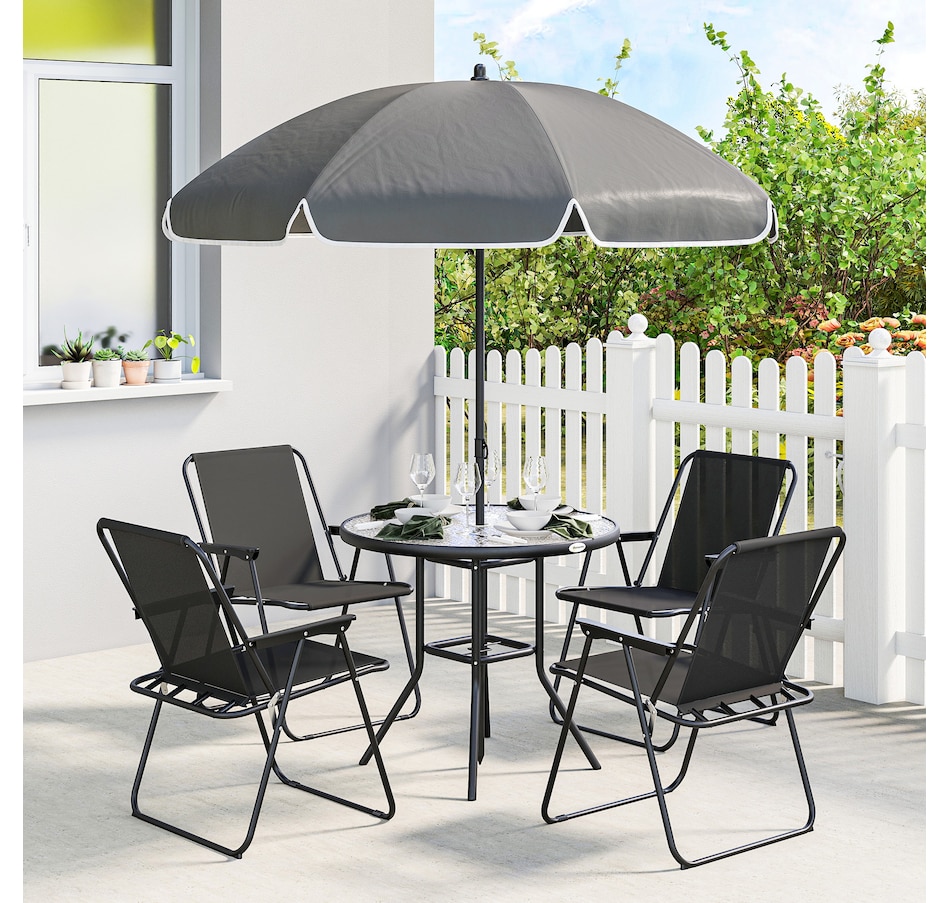 Image 980739_ALTMORE10.jpg, Product 980-739 / Price $199.99 - $209.99, Outsunny Patio Dining Set with Umbrella, Folding Outdoor Patio Set from Outsunny on TSC.ca's Home & Garden department