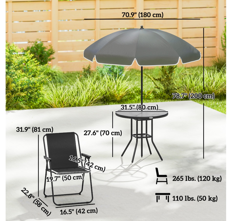 Image 980739_ALTMORE11.jpg, Product 980-739 / Price $199.99 - $209.99, Outsunny Patio Dining Set with Umbrella, Folding Outdoor Patio Set from Outsunny on TSC.ca's Home & Garden department