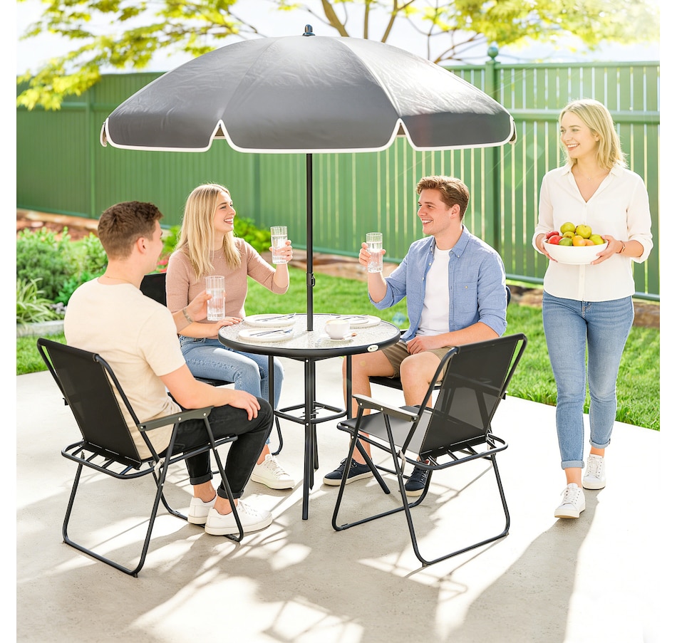 Image 980739_ALTMORE17.jpg, Product 980-739 / Price $199.99 - $209.99, Outsunny Patio Dining Set with Umbrella, Folding Outdoor Patio Set from Outsunny on TSC.ca's Home & Garden department