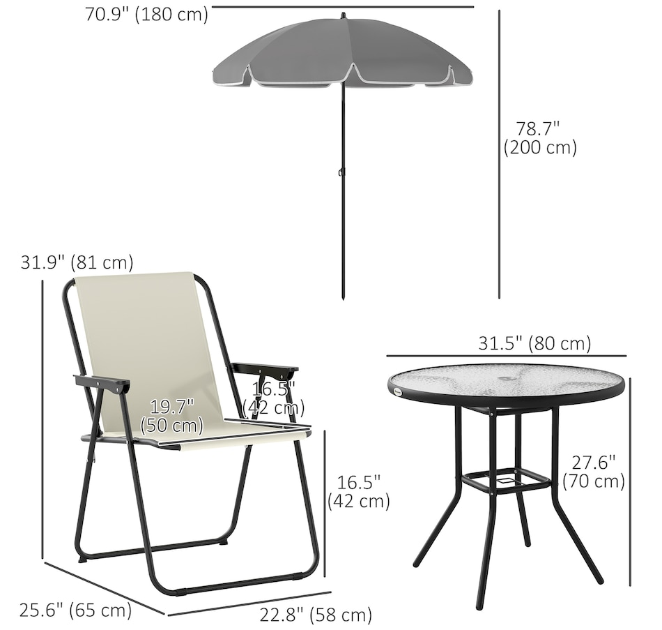 Image 980739_ALTMORE2.jpg, Product 980-739 / Price $199.99 - $209.99, Outsunny Patio Dining Set with Umbrella, Folding Outdoor Patio Set from Outsunny on TSC.ca's Home & Garden department