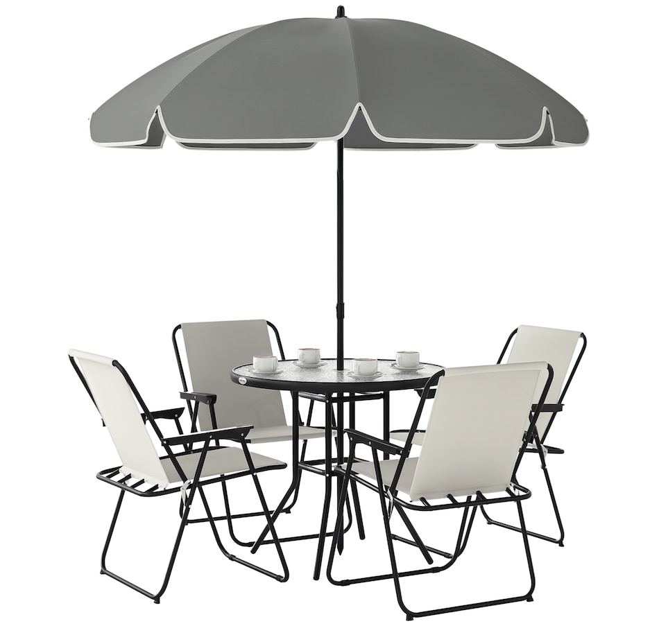 Image 980739_ST01.png, Product 980-739 / Price $199.99 - $209.99, Outsunny Patio Dining Set with Umbrella, Folding Outdoor Patio Set from Outsunny on TSC.ca's Home & Garden department