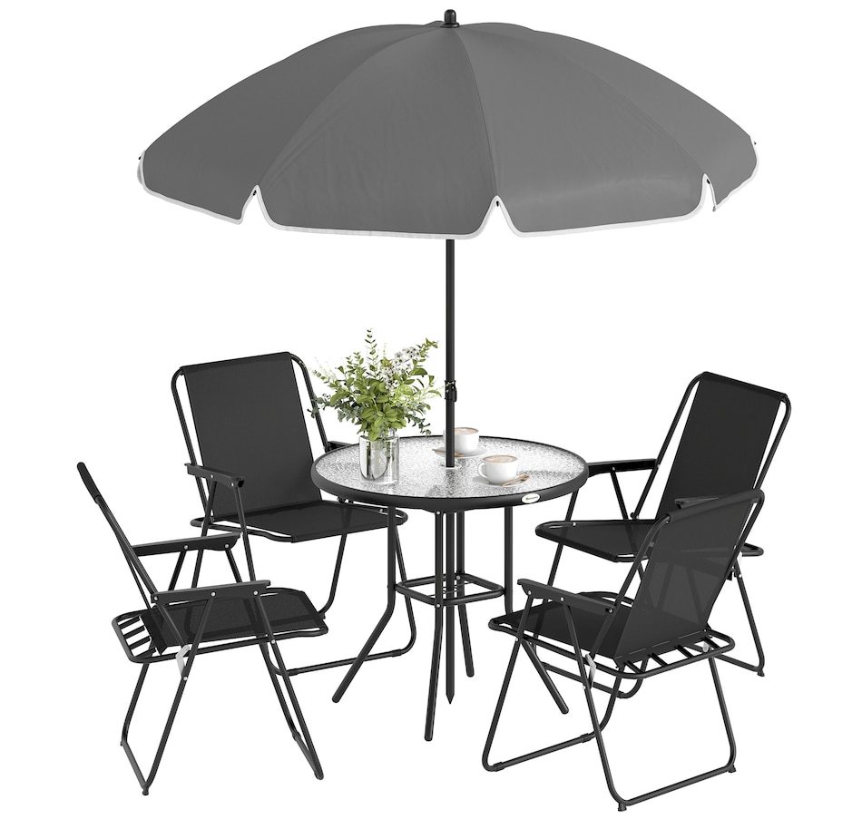 Image 980739_ST02.jpg, Product 980-739 / Price $199.99 - $209.99, Outsunny Patio Dining Set with Umbrella, Folding Outdoor Patio Set from Outsunny on TSC.ca's Home & Garden department