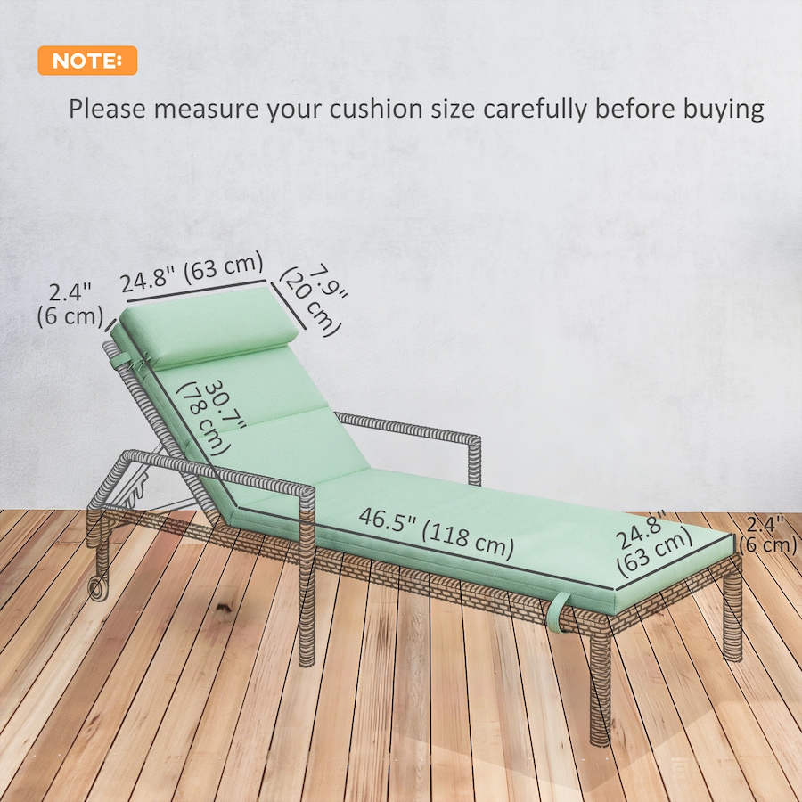 Image 980779_ALTMORE2.jpg, Product 980-779 / Price $92.99, Outsunny Outdoor Lounge Chair Cushion with Back Ties, Green from Outsunny on TSC.ca's Home & Garden department