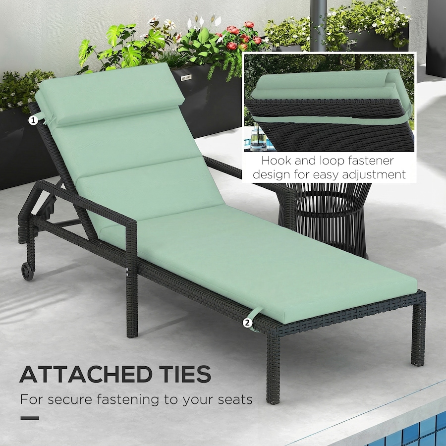 Image 980779_ALTMORE5.jpg, Product 980-779 / Price $92.99, Outsunny Outdoor Lounge Chair Cushion with Back Ties, Green from Outsunny on TSC.ca's Home & Garden department