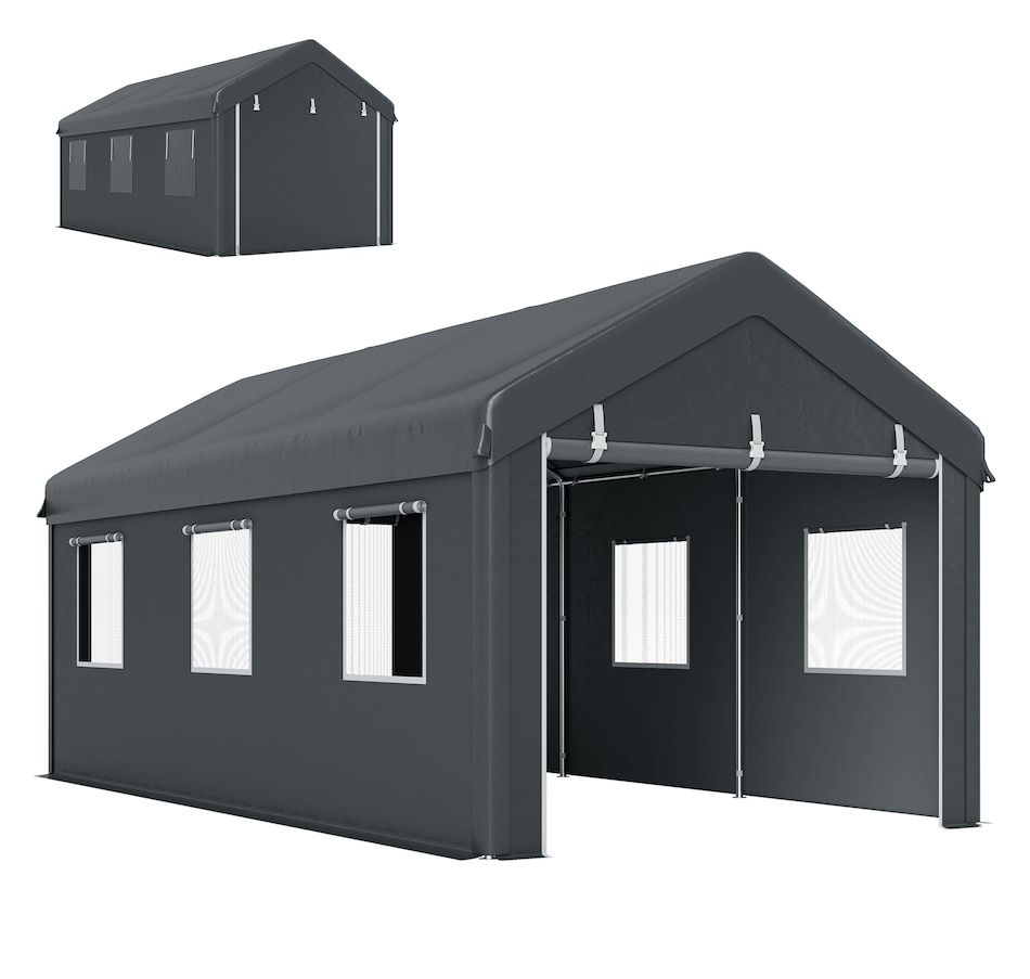 Image 980793.jpg, Product 980-793 / Price $329.99, Outsunny 10' x 20' Carport, Heavy Duty Car Port with 6 Window and 2 Doors from Outsunny on TSC.ca's Home & Garden department