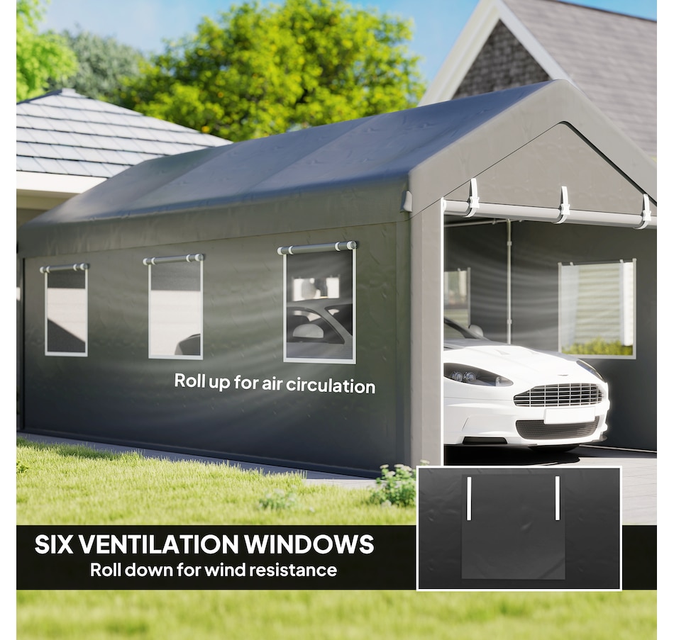 Image 980793_ALTMORE4.jpg, Product 980-793 / Price $329.99, Outsunny 10' x 20' Carport, Heavy Duty Car Port with 6 Window and 2 Doors from Outsunny on TSC.ca's Home & Garden department
