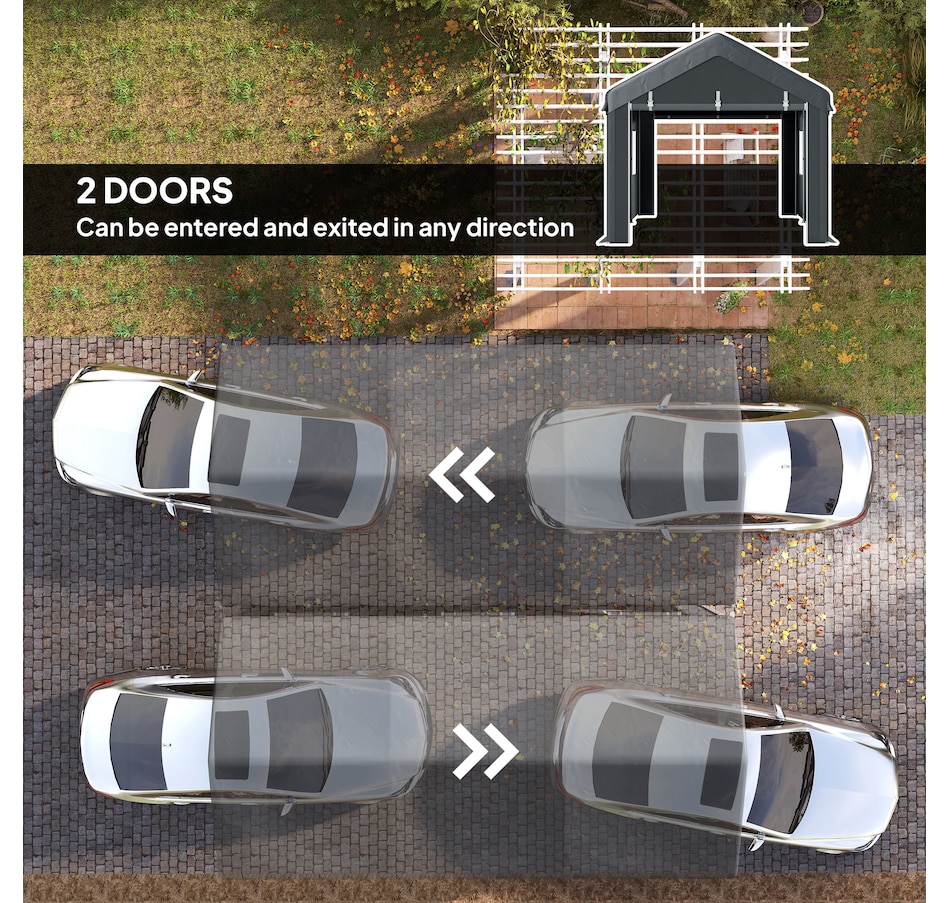 Image 980793_ALTMORE5.jpg, Product 980-793 / Price $329.99, Outsunny 10' x 20' Carport, Heavy Duty Car Port with 6 Window and 2 Doors from Outsunny on TSC.ca's Home & Garden department