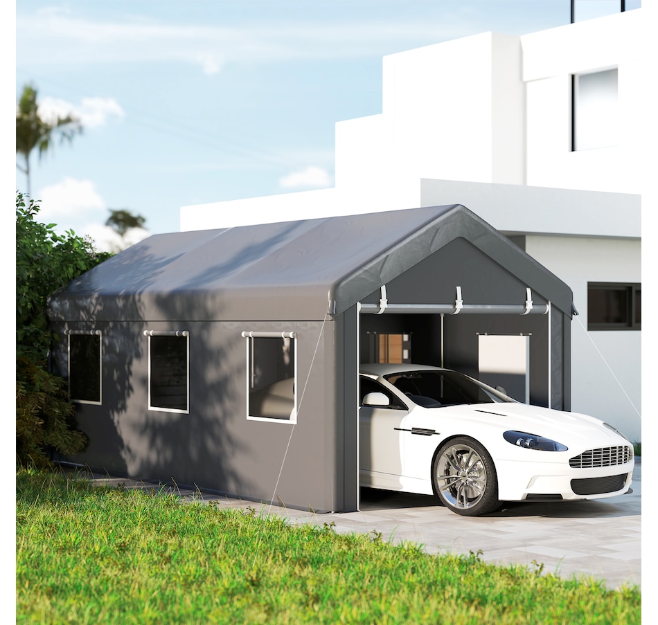 Image 980793_ALTMORE7.jpg, Product 980-793 / Price $329.99, Outsunny 10' x 20' Carport, Heavy Duty Car Port with 6 Window and 2 Doors from Outsunny on TSC.ca's Home & Garden department