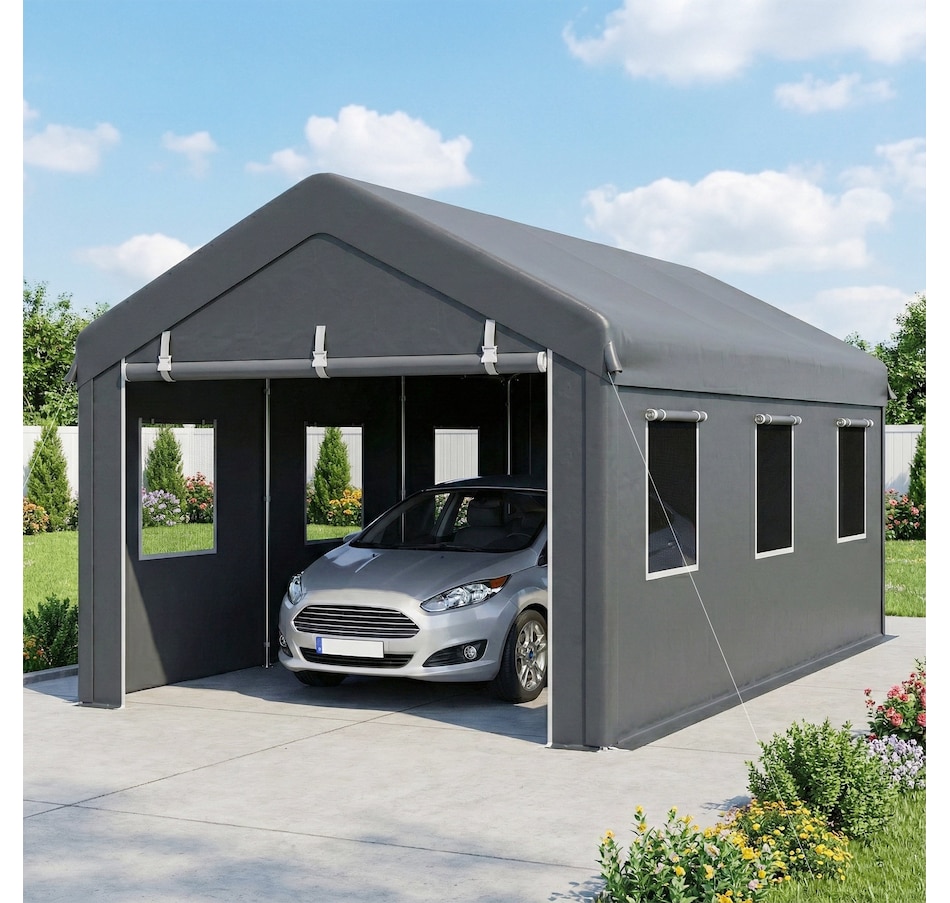 Image 980793_ALTMORE8.jpg, Product 980-793 / Price $329.99, Outsunny 10' x 20' Carport, Heavy Duty Car Port with 6 Window and 2 Doors from Outsunny on TSC.ca's Home & Garden department