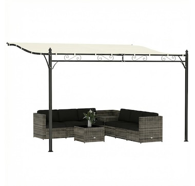 Outsunny 11.5' x 8.2' Outdoor Pergola, Lean to Pergola, Cream White