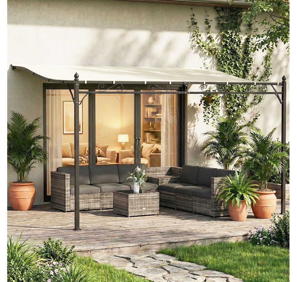 Image 980796_ALTMORE1.jpg, Product 980-796 / Price $143.99, Outsunny 11.5' x 8.2' Outdoor Pergola, Lean to Pergola, Cream White from Outsunny on TSC.ca's Home & Garden department