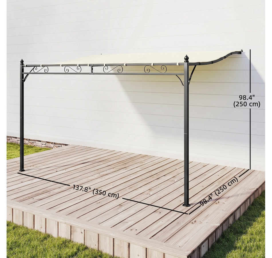 Image 980796_ALTMORE2.jpg, Product 980-796 / Price $143.99, Outsunny 11.5' x 8.2' Outdoor Pergola, Lean to Pergola, Cream White from Outsunny on TSC.ca's Home & Garden department