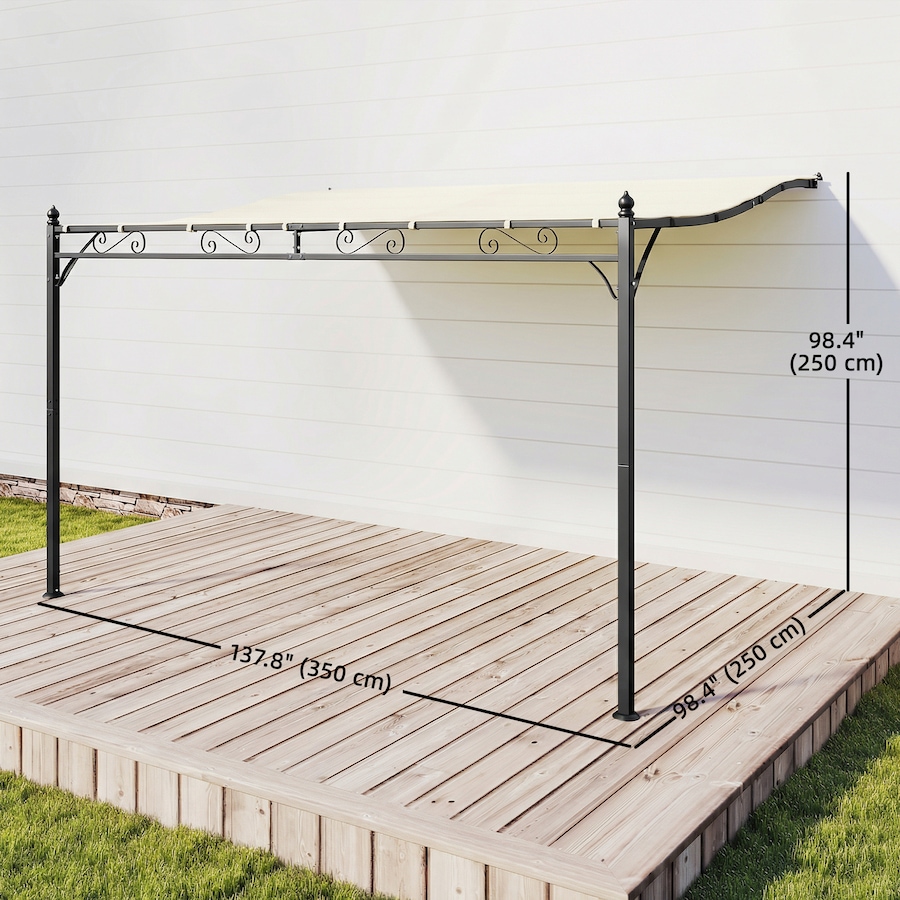 Image 980796_ALTMORE2.jpg, Product 980-796 / Price $157.99, Outsunny 11.5' x 8.2' Outdoor Pergola, Lean to Pergola, Cream White from Outsunny on TSC.ca's Home & Garden department