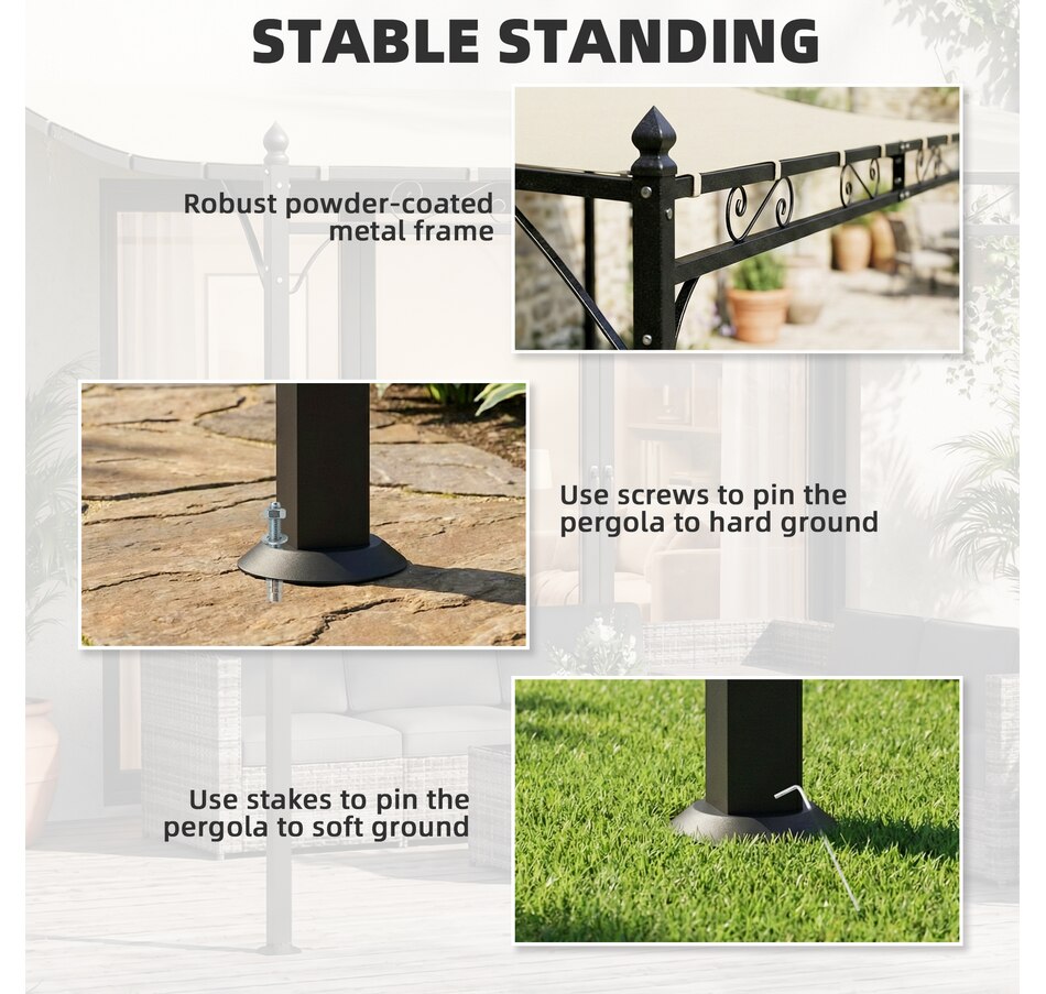 Image 980796_ALTMORE3.jpg, Product 980-796 / Price $143.99, Outsunny 11.5' x 8.2' Outdoor Pergola, Lean to Pergola, Cream White from Outsunny on TSC.ca's Home & Garden department