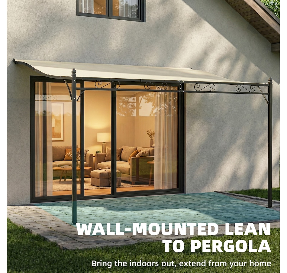 Image 980796_ALTMORE5.jpg, Product 980-796 / Price $143.99, Outsunny 11.5' x 8.2' Outdoor Pergola, Lean to Pergola, Cream White from Outsunny on TSC.ca's Home & Garden department