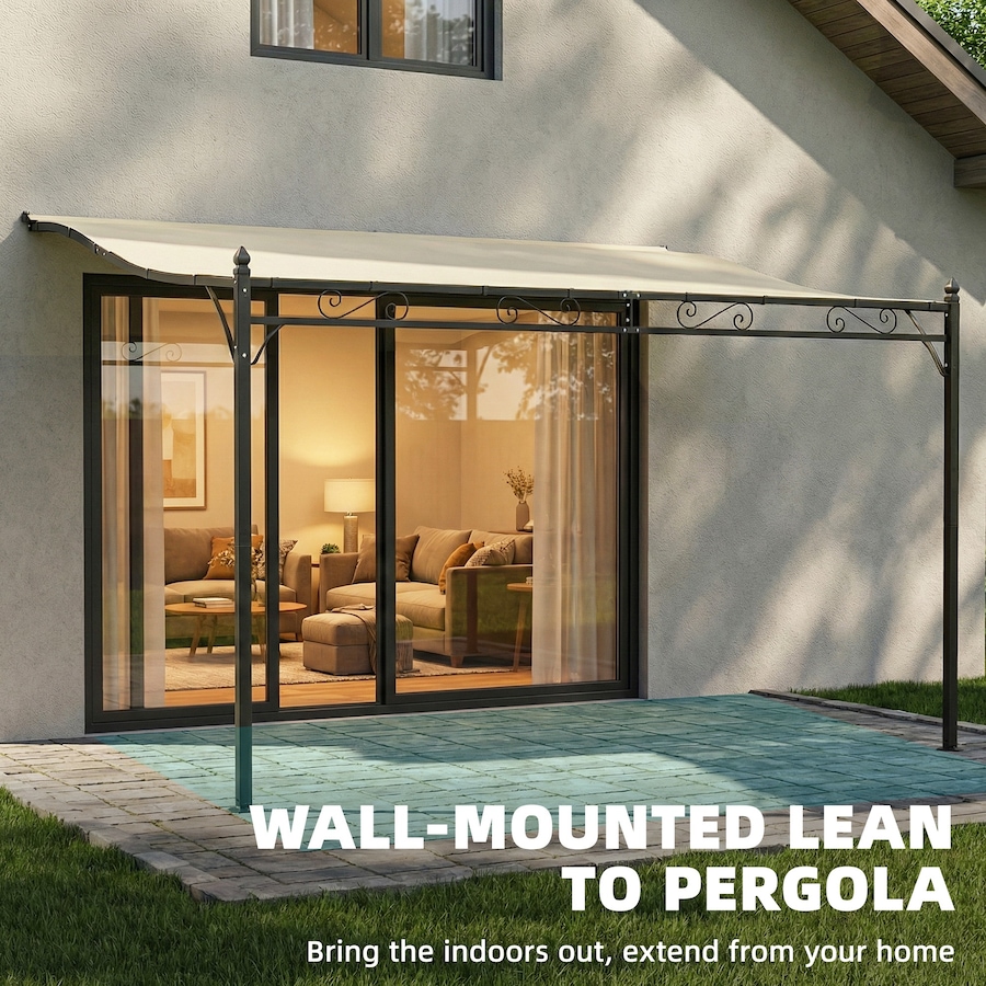 Image 980796_ALTMORE5.jpg, Product 980-796 / Price $157.99, Outsunny 11.5' x 8.2' Outdoor Pergola, Lean to Pergola, Cream White from Outsunny on TSC.ca's Home & Garden department