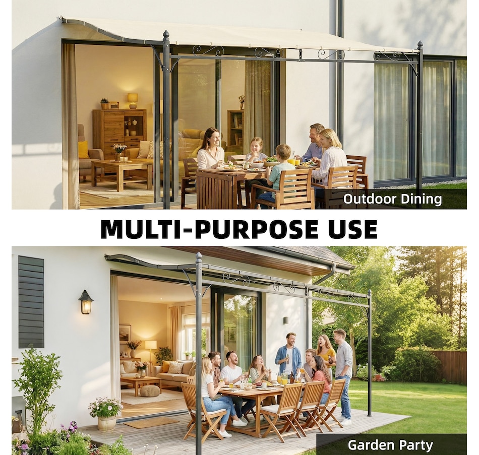 Image 980796_ALTMORE6.jpg, Product 980-796 / Price $143.99, Outsunny 11.5' x 8.2' Outdoor Pergola, Lean to Pergola, Cream White from Outsunny on TSC.ca's Home & Garden department