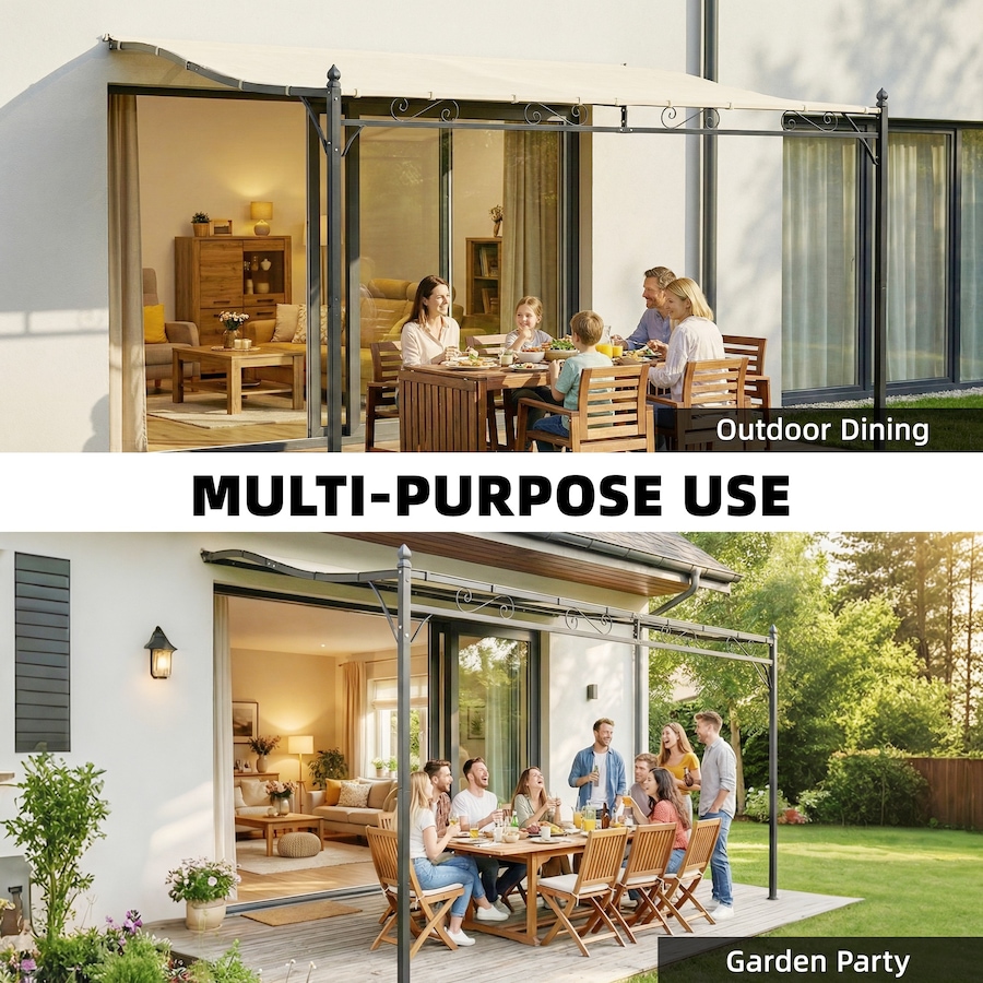 Image 980796_ALTMORE6.jpg, Product 980-796 / Price $157.99, Outsunny 11.5' x 8.2' Outdoor Pergola, Lean to Pergola, Cream White from Outsunny on TSC.ca's Home & Garden department