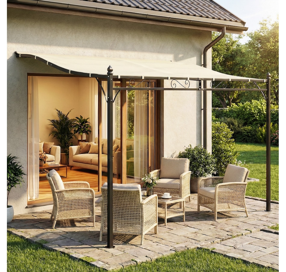 Image 980796_ALTMORE7.jpg, Product 980-796 / Price $143.99, Outsunny 11.5' x 8.2' Outdoor Pergola, Lean to Pergola, Cream White from Outsunny on TSC.ca's Home & Garden department