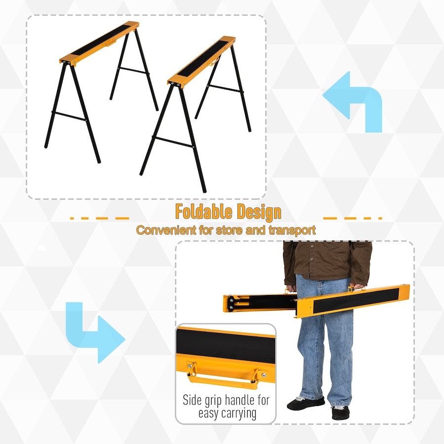 Image 980805_ALTMORE3.jpg, Product 980-805 / Price $71.99, HOMCOM 2PCS Saw Horse Twin Pack Folding Workbench Metal Trestle Stands Oran from HOMCOM on TSC.ca's Home & Garden department
