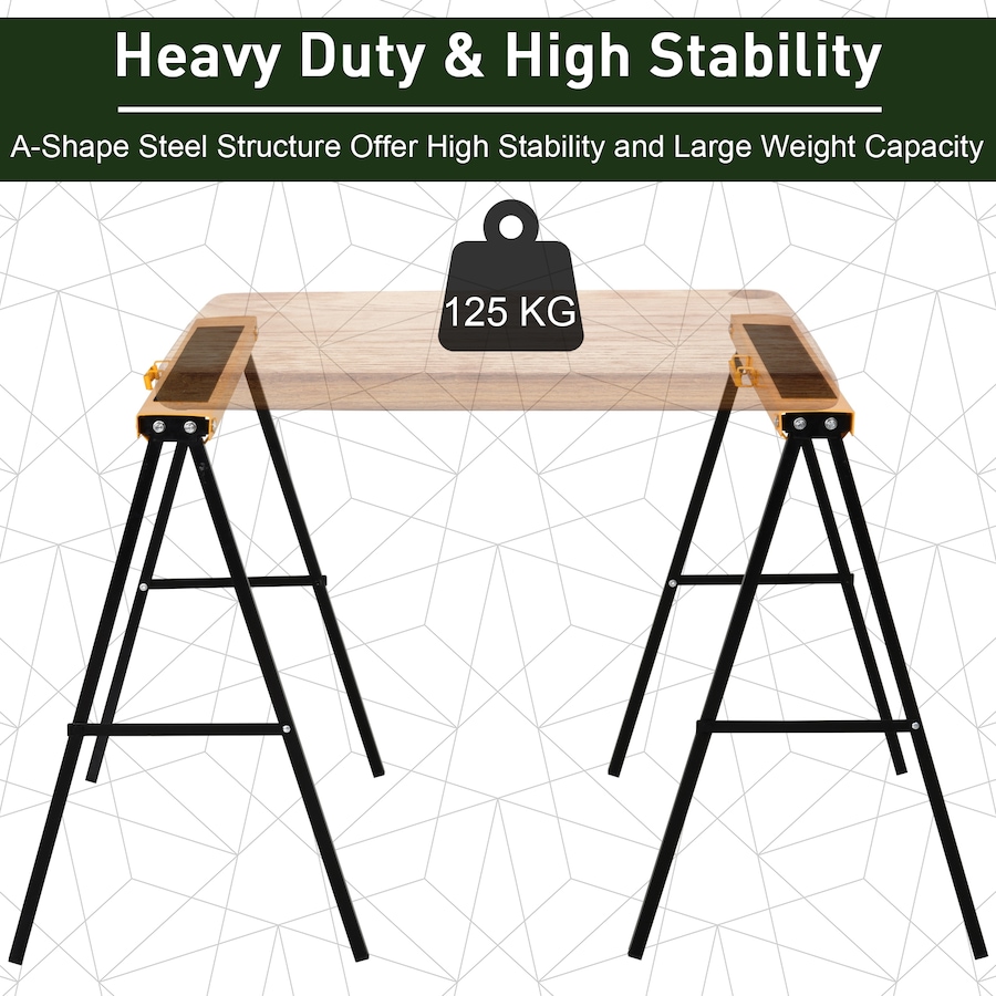Image 980805_ALTMORE5.jpg, Product 980-805 / Price $71.99, HOMCOM 2PCS Saw Horse Twin Pack Folding Workbench Metal Trestle Stands Oran from HOMCOM on TSC.ca's Home & Garden department