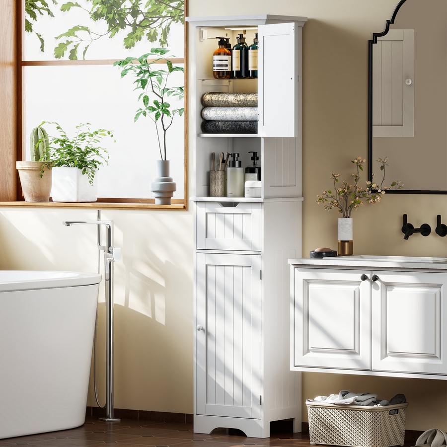 Image 980811_ALTMORE1.jpg, Product 980-811 / Price $120.99, HOMCOM 67" Tall Bathroom Storage Cabinet with LED Light, Adjustable Shelf from HOMCOM on TSC.ca's Home & Garden department