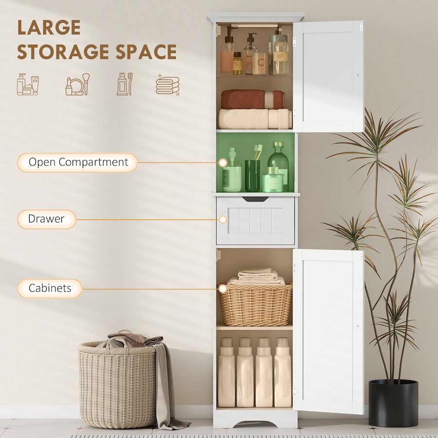 Image 980811_ALTMORE4.jpg, Product 980-811 / Price $120.99, HOMCOM 67" Tall Bathroom Storage Cabinet with LED Light, Adjustable Shelf from HOMCOM on TSC.ca's Home & Garden department