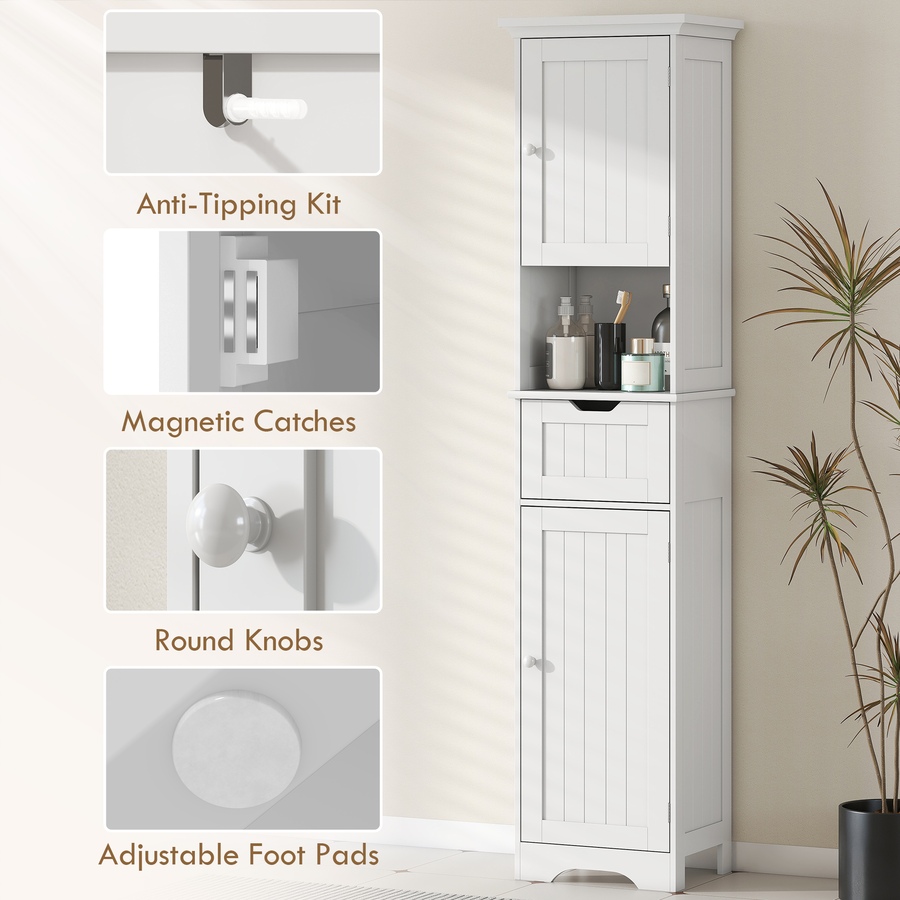 Image 980811_ALTMORE6.jpg, Product 980-811 / Price $120.99, HOMCOM 67" Tall Bathroom Storage Cabinet with LED Light, Adjustable Shelf from HOMCOM on TSC.ca's Home & Garden department