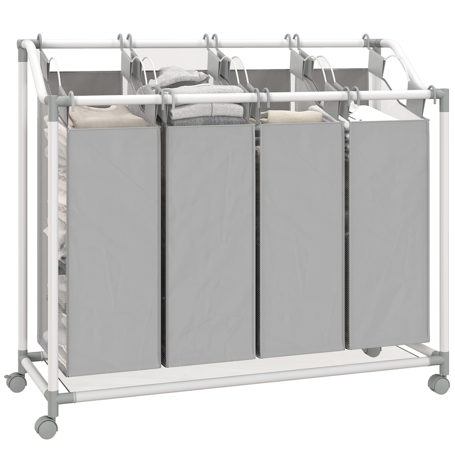 Image 980813.jpg, Product 980-813 / Price $59.99, HOMCOM Laundry Hamper with Wheels, 160L Laundry Basket with 4 Bags, Grey from HOMCOM on TSC.ca's Home & Garden department