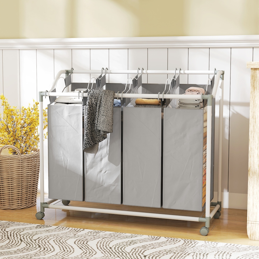 Image 980813_ALTMORE1.jpg, Product 980-813 / Price $59.99, HOMCOM Laundry Hamper with Wheels, 160L Laundry Basket with 4 Bags, Grey from HOMCOM on TSC.ca's Home & Garden department