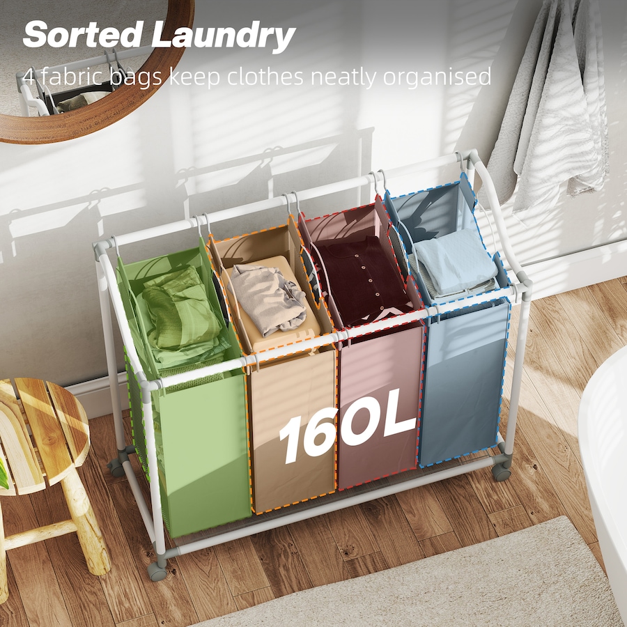 Image 980813_ALTMORE3.jpg, Product 980-813 / Price $59.99, HOMCOM Laundry Hamper with Wheels, 160L Laundry Basket with 4 Bags, Grey from HOMCOM on TSC.ca's Home & Garden department