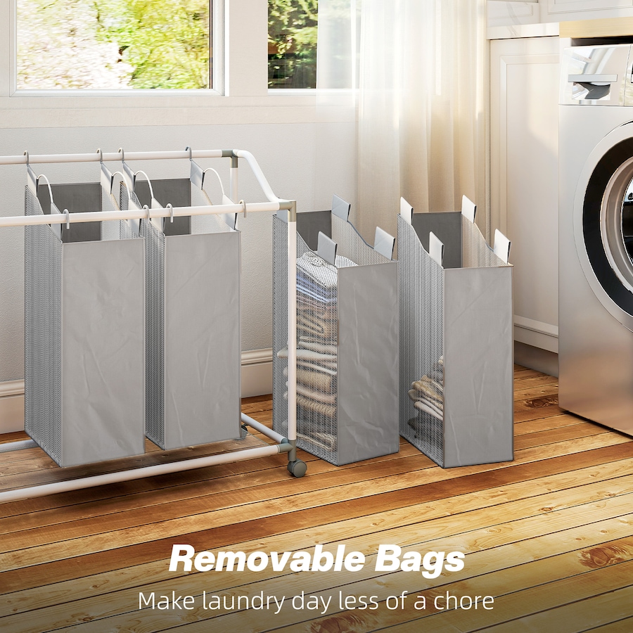 Image 980813_ALTMORE4.jpg, Product 980-813 / Price $59.99, HOMCOM Laundry Hamper with Wheels, 160L Laundry Basket with 4 Bags, Grey from HOMCOM on TSC.ca's Home & Garden department