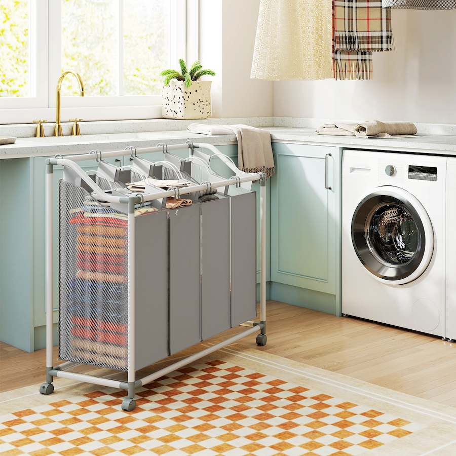 Image 980813_ALTMORE6.jpg, Product 980-813 / Price $59.99, HOMCOM Laundry Hamper with Wheels, 160L Laundry Basket with 4 Bags, Grey from HOMCOM on TSC.ca's Home & Garden department