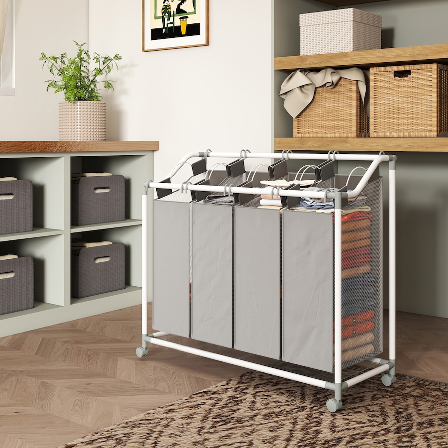 Image 980813_ALTMORE8.jpg, Product 980-813 / Price $59.99, HOMCOM Laundry Hamper with Wheels, 160L Laundry Basket with 4 Bags, Grey from HOMCOM on TSC.ca's Home & Garden department