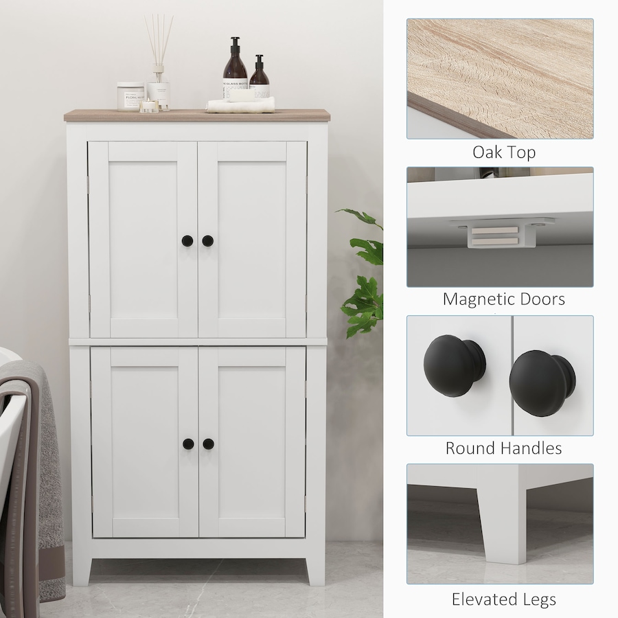 Image 980820_ALTMORE6.jpg, Product 980-820 / Price $129.99, HOMCOM Bathroom Cabinet with Adjustable Shelves and Doors, White from HOMCOM on TSC.ca's Home & Garden department