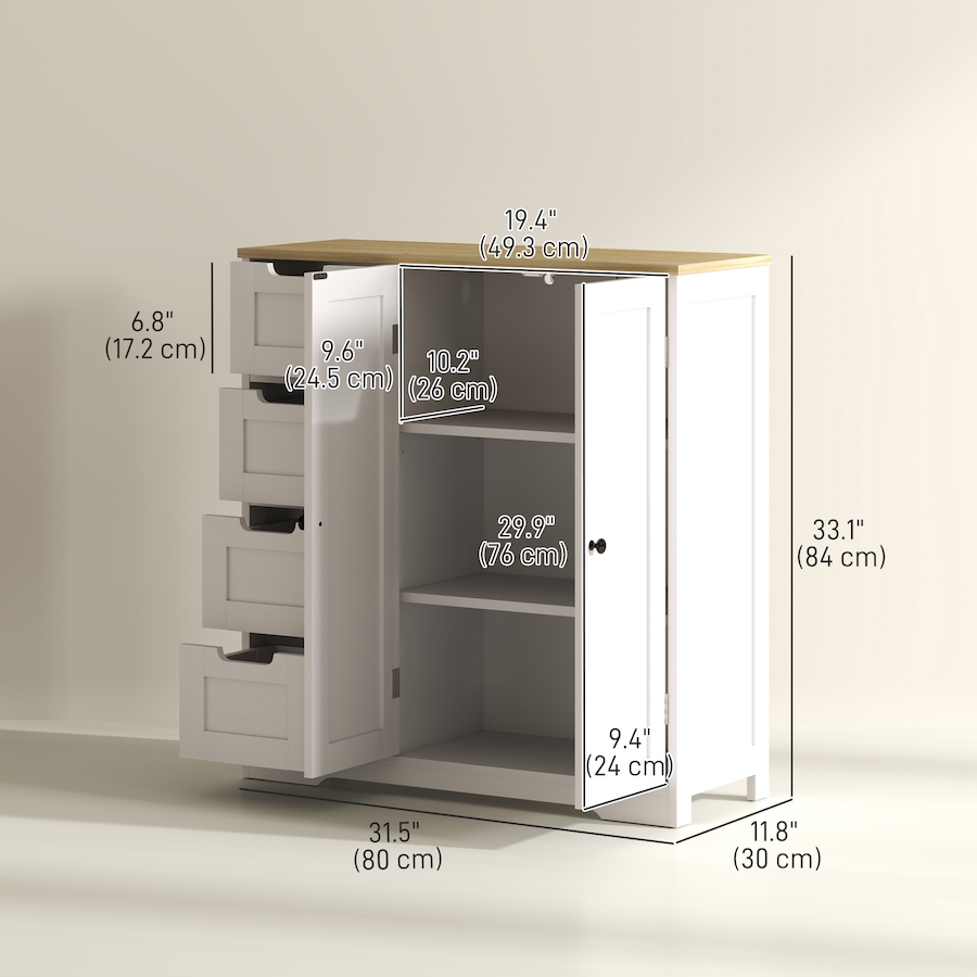 Image 980822_ALTMORE2.jpg, Product 980-822 / Price $149.99, HOMCOM Bathroom Floor Cabinet with Adjustable Shelf and Drawers, White from HOMCOM on TSC.ca's Home & Garden department