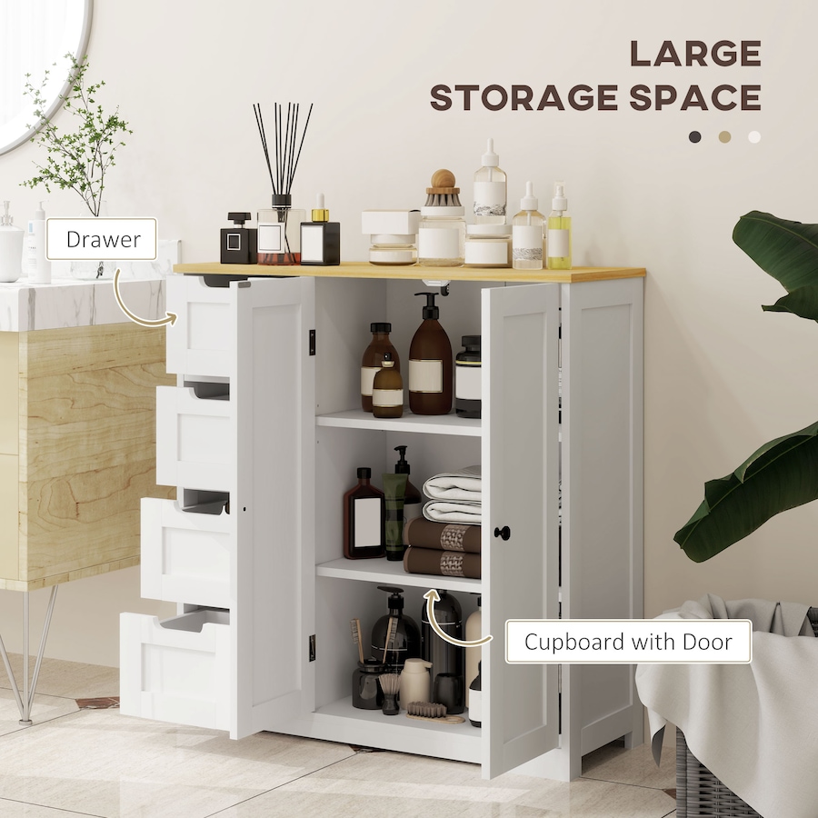 Image 980822_ALTMORE3.jpg, Product 980-822 / Price $149.99, HOMCOM Bathroom Floor Cabinet with Adjustable Shelf and Drawers, White from HOMCOM on TSC.ca's Home & Garden department