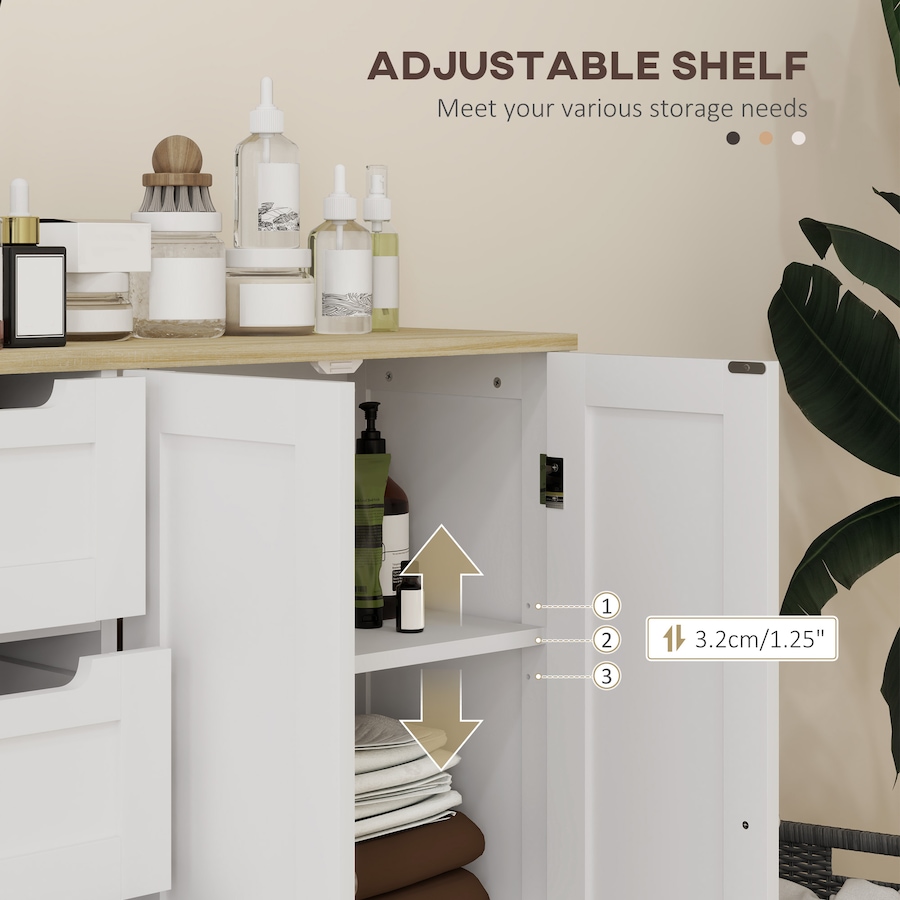 Image 980822_ALTMORE4.jpg, Product 980-822 / Price $149.99, HOMCOM Bathroom Floor Cabinet with Adjustable Shelf and Drawers, White from HOMCOM on TSC.ca's Home & Garden department