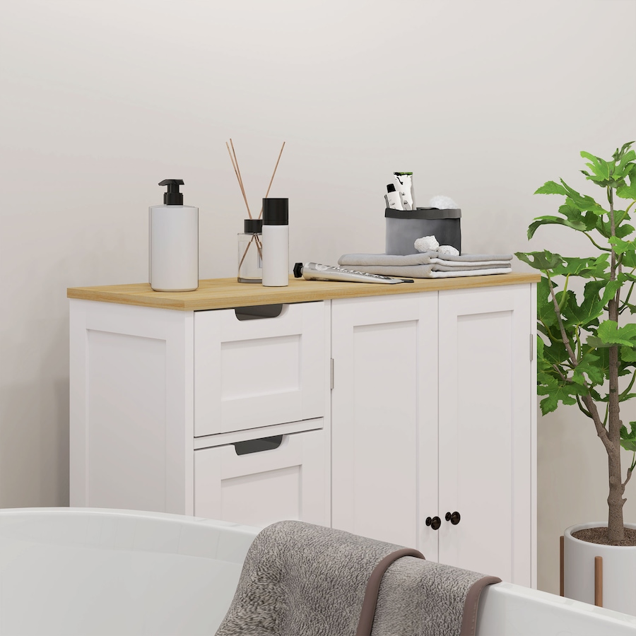 Image 980822_ALTMORE7.jpg, Product 980-822 / Price $149.99, HOMCOM Bathroom Floor Cabinet with Adjustable Shelf and Drawers, White from HOMCOM on TSC.ca's Home & Garden department