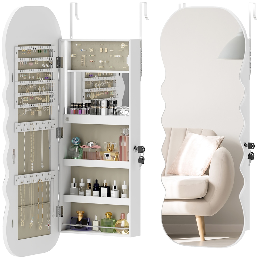 Image 980825.jpg, Product 980-825 / Price $114.99, HOMCOM Jewelry Cabinet with Light Lockable Jewelry Armoire Organizer White from HOMCOM on TSC.ca's Beauty department