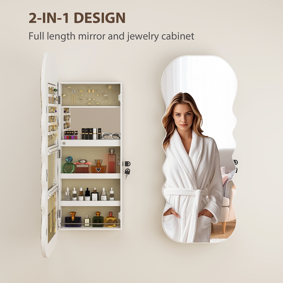 Image 980825_ALTMORE3.jpg, Product 980-825 / Price $114.99, HOMCOM Jewelry Cabinet with Light Lockable Jewelry Armoire Organizer White from HOMCOM on TSC.ca's Beauty department